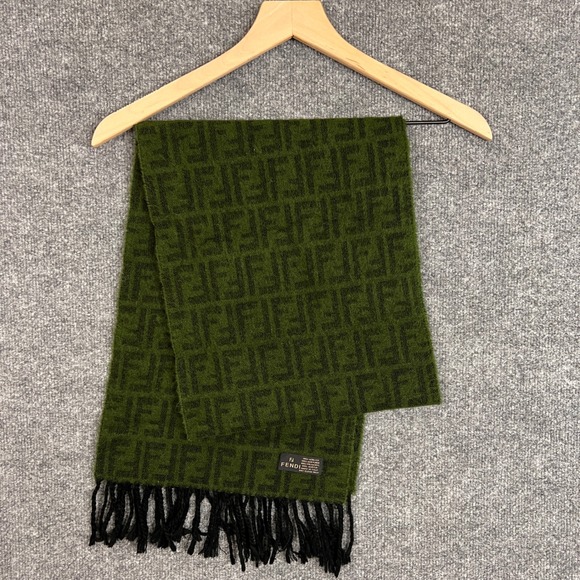 Fendi Accessories - Fendi Green and Black Patterned Scarf
